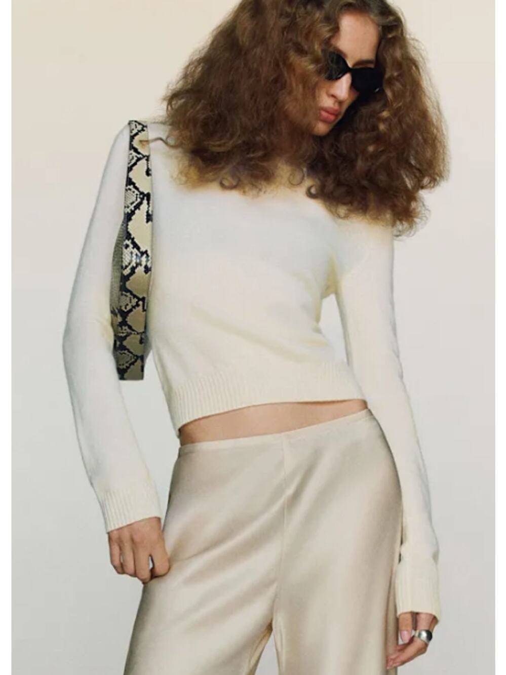 Reformation Lian 100% Cashmere Crew Sweater Cropped Oatmeal Size Small